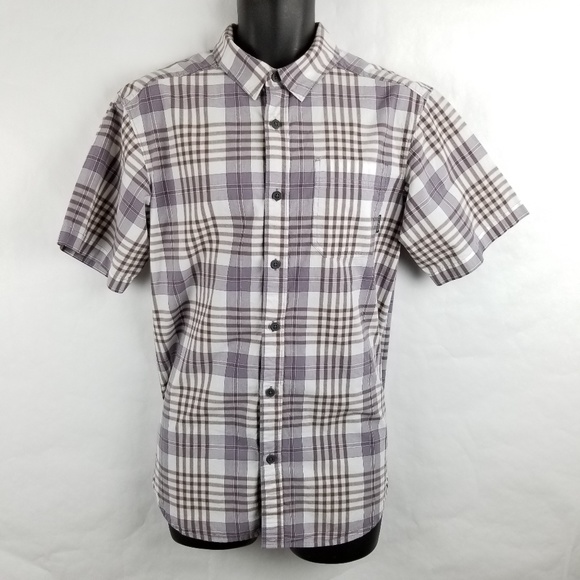 2000'S Columbia Short Sleeve Cotton Check Box Shirt, Men's XL cotton ivory Vintage Second Hand
